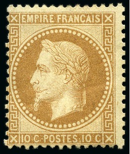 Stamp of France » Empire Lauré 1863-1870 1867, Empire Lauré 10c bistre et 20c bleu
