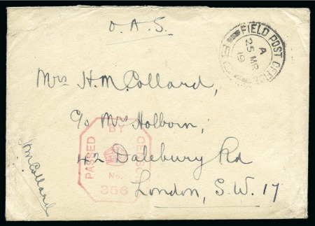 Stamp of Batum 1919 "On Active Service" three covers or cards, two