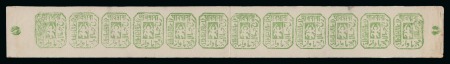Stamp of Indian States » Jhalawar 1886-90 1/4a Green unused strip of twelve showing  the plate screw-heads in the margins