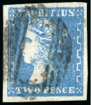 Stamp of Mauritius » 1859 Dardenne Issue (SG 41-44) 1859 Dardenne 2d. blue, position 20, with good to very good margins, used with barred oval cancel