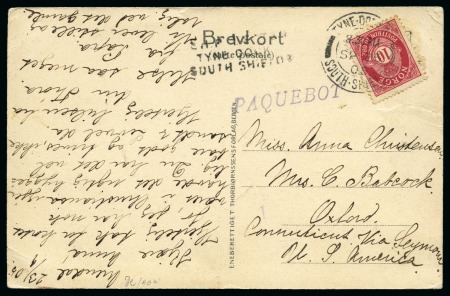 Stamp of Great Britain » Postal History » Maritime 1905 Norwegian picture postcard franked 10 ore tied