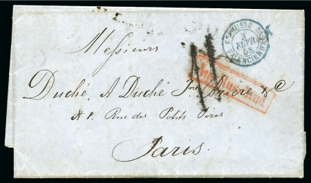 Stamp of Russia » Russia Imperial Pre-Stamp Postal History 1858 Stampless entire from Moscow to Paris, paying