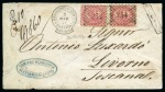 Stamp of Egypt » Italian Post Offices » Alexandria 1870 (3.3) Envelope sent registered from Alexandria to Livorno, Italy, with two 40c tied by crisp "234" numerals