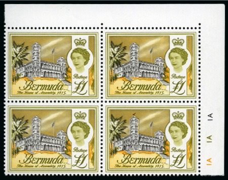 Stamp of Bermuda 1962-68 Architecture Definitives set of 18 in mint nh marginal blocks of four