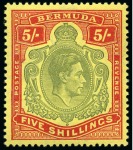 Stamp of Bermuda 1938-53 5s Bronze-Green & Carmine-Red on pale yellow ordinary paper, perf.14, mint nh