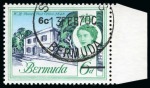 Stamp of Bermuda 1970 6c on 6d with INVERTED WATERMARK, neatly used