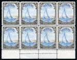 Stamp of Bermuda 1938-52 Pictorials wmk Multi Script CA 2d light blue & sepia mint nh lower marginal imprint block of eight