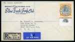 Stamp of Bermuda 1938-53 12s6d Deep Bluish Grey and Pale Orange-Yellow perf.13 lower marginal single with plate number on cover