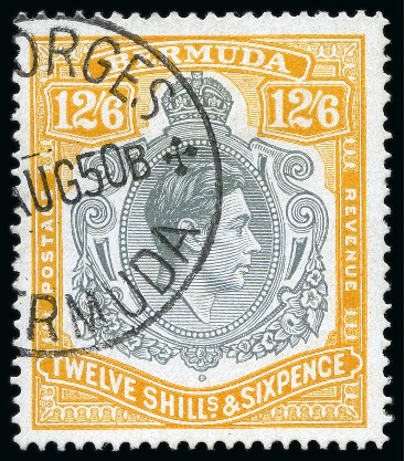 Stamp of Bermuda 1935-53 12s6d Grey & Lemon Yellow neatly cancelled