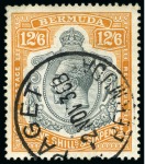 Stamp of Bermuda 1924-32 12s6d Grey & Orange with crisp Paget cds
