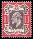 Stamp of Great Britain » King Edward VII » 1902-10 De La Rue Issues 1902-10 De La Rue 10d dull purple & carmine with "no cross on crown" variety, mint lh