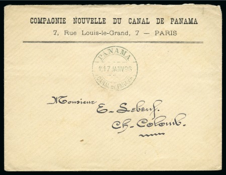 Stamp of Panama » French Canal Company FRENCH CANAL COMPANY, Panama. 1896 Jan 17, 'Compagnie Nouvelle Du Canal De Panama' envelope addressed locally, 
