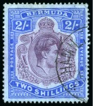 Stamp of Bermuda 1938-53 2s Deep Purple & Ultramarine on grey blue, line perf. 14 1/4, showing variety "gash on chin"