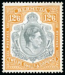 Stamp of Bermuda 1938-53 12s6d Grey & Brownish Orange mint nh showing Head Plate Flaw 33a