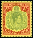 Stamp of Bermuda 1938-53 5s Pale Green & Red on yellow mint nh
