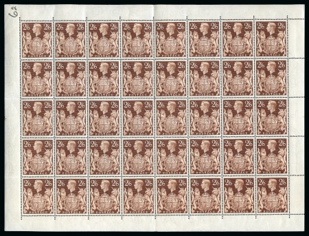 Stamp of Great Britain » King George VI 1939-48 High Values 2s6d brown in mint nh complete sheet of 40