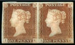 Stamp of Great Britain » 1841 1d Red 1841 1d Red Plate 2 IE-IF unused pair, unique multiple