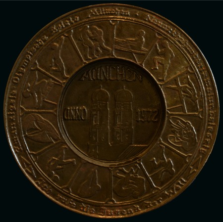 Stamp of Olympics » 1972 Munich Large metal plate, 44cm, blackened iron