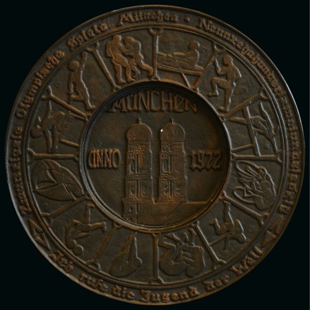 Stamp of Olympics » 1972 Munich Large metal plate, 44cm, blackened iron