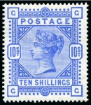 Stamp of Great Britain » 1855-1900 Surface Printed » 1883-84 & 1888 High Values 1883-84 10s Ultramarine GG mint hr