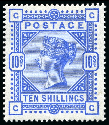 Stamp of Great Britain » 1855-1900 Surface Printed » 1883-84 & 1888 High Values 1883-84 10s Ultramarine GG mint hr