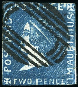 Stamp of Mauritius » 1859 Sherwin Issue (SG 40) 1859 Sherwin 2d. deep blue, position 2, used