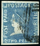 Stamp of Mauritius » 1859 Sherwin Issue (SG 40) 1859 Sherwin 2d. deep blue, position 7, used