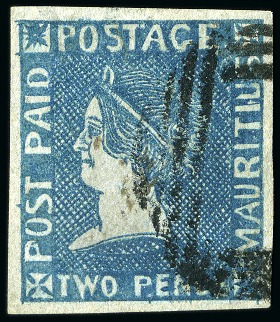 Stamp of Mauritius » 1859 Sherwin Issue (SG 40) 1859 Sherwin 2d. deep blue, position 7, used