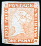 Stamp of Mauritius » 1848-59 Post Paid Issue » Worn Impressions (SG 16-22) THE UNIQUE FERRARY & BURRUS UNUSED PLATE RECONSTRUCTION OF THE 1848-59 ONE PENNY 