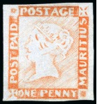 Stamp of Mauritius » 1848-59 Post Paid Issue » Worn Impressions (SG 16-22) THE UNIQUE FERRARY & BURRUS UNUSED PLATE RECONSTRUCTION OF THE 1848-59 ONE PENNY 