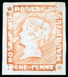Stamp of Mauritius » 1848-59 Post Paid Issue » Worn Impressions (SG 16-22) THE UNIQUE FERRARY & BURRUS UNUSED PLATE RECONSTRUCTION OF THE 1848-59 ONE PENNY 