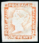 Stamp of Mauritius » 1848-59 Post Paid Issue » Worn Impressions (SG 16-22) THE UNIQUE FERRARY & BURRUS UNUSED PLATE RECONSTRUCTION OF THE 1848-59 ONE PENNY 