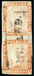 Stamp of Mauritius » 1848-59 Post Paid Issue » Worn Impressions (SG 16-22) 1857-59 Post Paid 1d. red, vertical pair, positions 8-11, used
