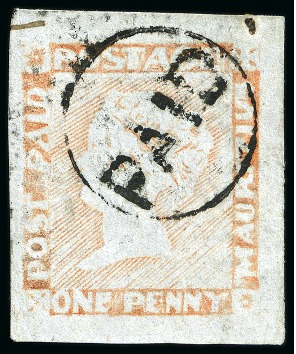 Stamp of Mauritius » 1848-59 Post Paid Issue » Worn Impressions (SG 16-22) 1857-59 Post Paid 1d. red on bluish, position 7, used