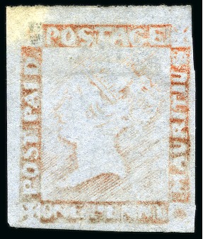 Stamp of Mauritius » 1848-59 Post Paid Issue » Latest Impressions (SG 23-25) 1859 1d. red on bluish, position 11, unused without gum