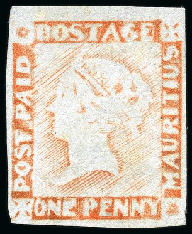 Stamp of Mauritius » 1848-59 Post Paid Issue » Latest Impressions (SG 23-25) 1859 1d. red, position 9, unused without gum