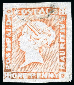 Stamp of Mauritius » 1848-59 Post Paid Issue » Latest Impressions (SG 23-25) 1859 1d. red, position 2, unused without gum