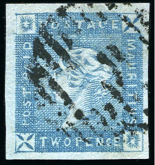 Stamp of Mauritius » 1859 Lapirot Issue » Early Impressions (SG 36-37) 1859 Lapirot 2d. blue, position 5, used