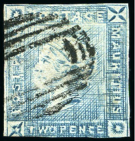 Stamp of Mauritius » 1859 Lapirot Issue » Intermediate Impressions (SG 38) 1859 Lapirot 2d. blue, complete plate reconstruction 