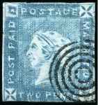 Stamp of Mauritius » 1859 Lapirot Issue » Early Impressions (SG 36-37) 1859 Lapirot 2d. blue, partial plate reconstruction including ten positions, 