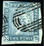 Stamp of Mauritius » 1859 Lapirot Issue » Intermediate Impressions (SG 38) 1859 Lapirot 2d. blue, partial plate reconstruction of 10