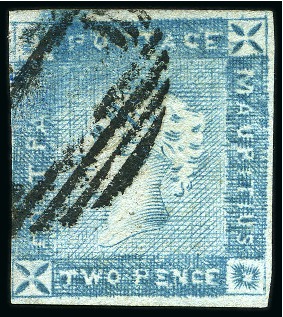 Stamp of Mauritius » 1859 Lapirot Issue » Intermediate Impressions (SG 38) 1859 Lapirot 2d. blue, partial plate reconstruction of 10