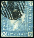 Stamp of Mauritius » 1859 Lapirot Issue » Early Impressions (SG 36-37) 1859 Lapirot 2d. blue, group of five used examples