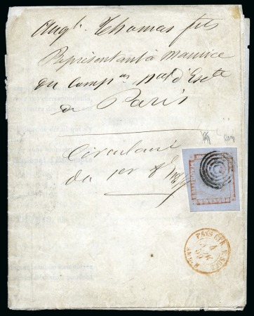Stamp of Mauritius » 1848-59 Post Paid Issue » Latest Impressions (SG 23-25) 1859 Post Paid 1d. red-brown on bluish, on printed matter to France