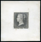 Stamp of Great Britain » 1840 1d Black and 1d Red plates 1a to 11 1840 1d Black Perkins Bacons Archive die proofs of the rejected and accepted dies mounted on an album page