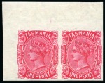 Stamp of Australia » Tasmania 1880-91 Wmk "TAS" 1d pink mint nh top left corner marginal imperf. pair