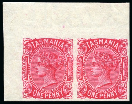 Stamp of Australia » Tasmania 1880-91 Wmk "TAS" 1d pink mint nh top left corner marginal imperf. pair