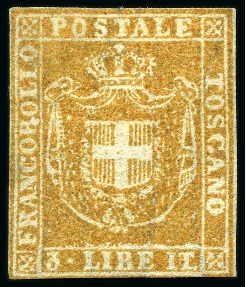 Stamp of Italian States » Tuscany THE 3 LIRE MINT  