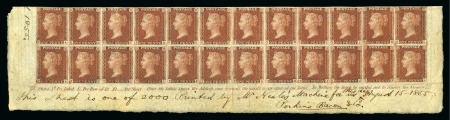 Stamp of Great Britain » 1854-70 Perforated Line Engraved Neal's Steam Press Experimental Printing Lower Marginal Block of 24