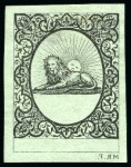 Stamp of Persia » 1868-1879 Nasr ed-Din Shah Lion Issues » 1865 Essays 1865 Reister unadopted essay in black on white, bluish,